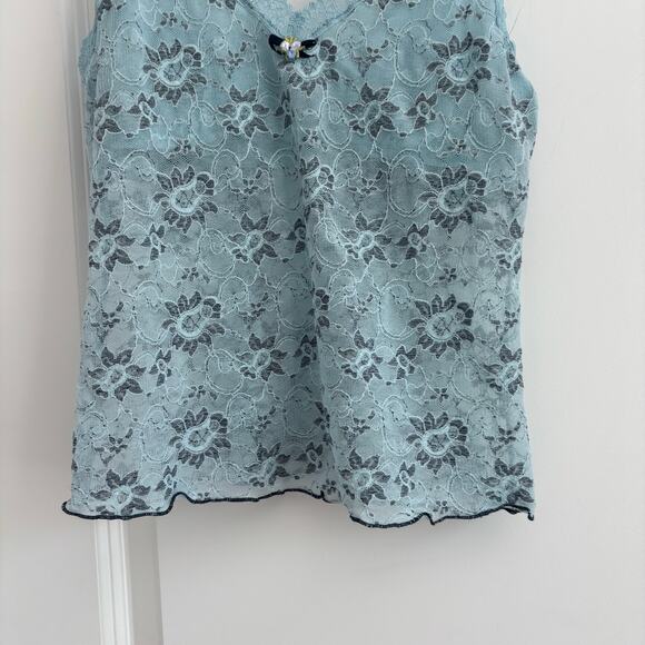 Victoria’s Secret 90s Y2K Lace Coquette Tank Top Cami Sz M Fairy Fairycore Blue - Picture 4 of 9